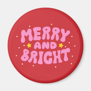 Retro Merry och Bright Helgdag Design Magnet
