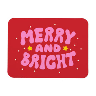 Retro Merry och Bright Helgdag Design Magnet