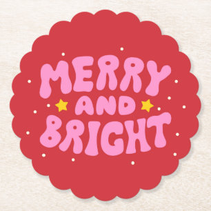Retro Merry och Bright Helgdag Design Underlägg Papper