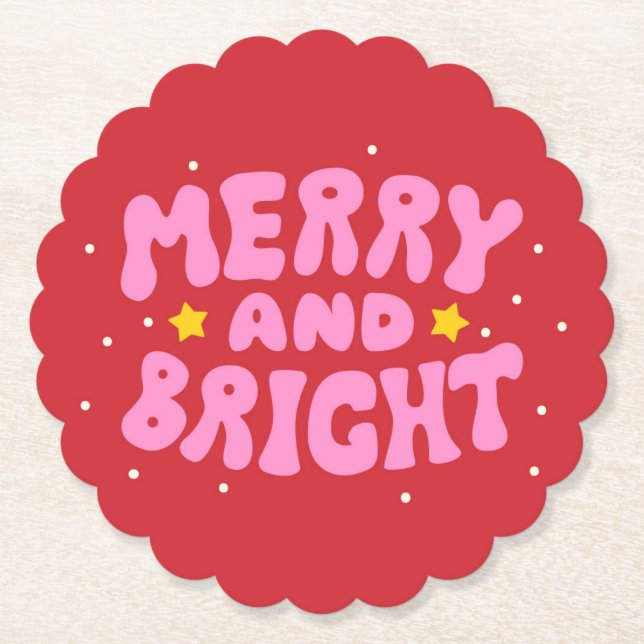 Retro Merry och Bright Helgdag Design Underlägg Papper (Framsida)