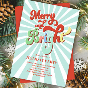 Retro Merry och Bright jul Party Inbjudningar
