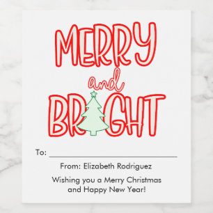 Retro Merry och Bright Unik Flaska Gift-Märkre Vinflaska Etikett