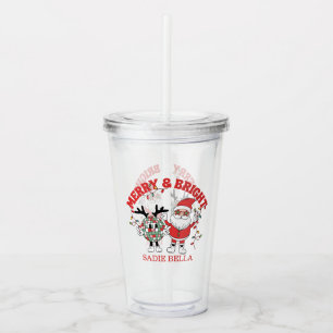 Retro Merry och ljus jul Take Away Mugg