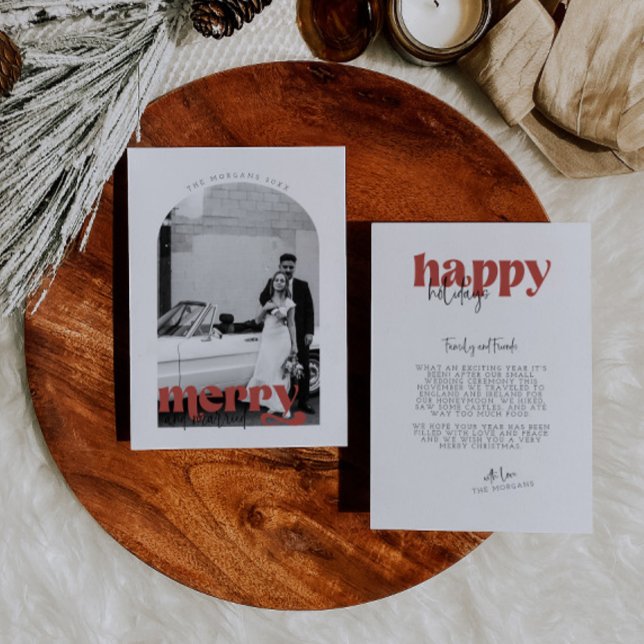 Retro Merry och Married Helgdag Card Inbjudningar (Skapare uppladdad)