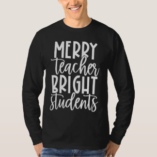 Retro Merry Teacher Bright Students Funny Christma T Shirt