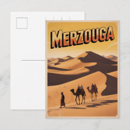 Retro Merzouga sahara camel ride morocco travel Vykort