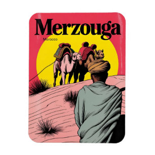 Retro Merzouga sahara kamelritt Marocko resa gi Magnet