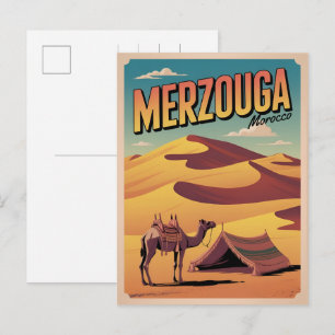 Retro Merzouga sahara kamelritt Marocko resa gi Vykort