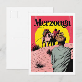 Retro Merzouga sahara kamelritt Marocko resa gi Vykort