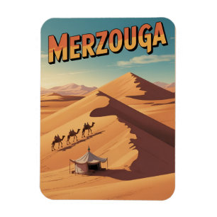 Retro Merzouga sahara kamelritt Marocko resa Magnet