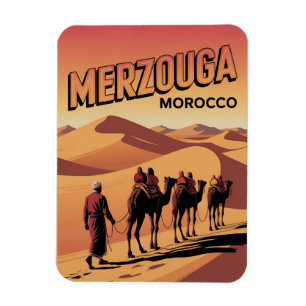 Retro Merzouga sahara kamelritt Marocko resa Magnet