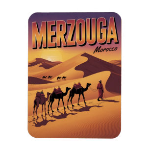 Retro Merzouga sahara kamelritt Marocko resa Magnet