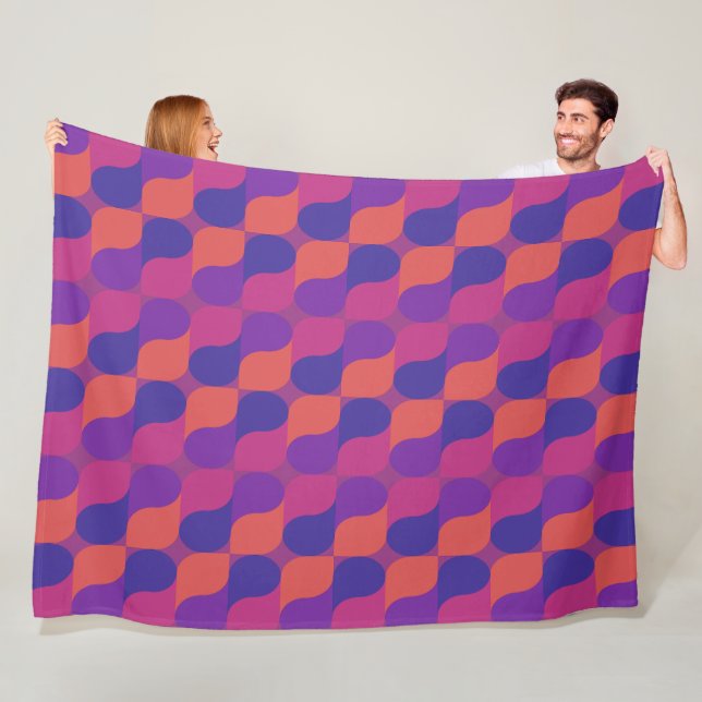 Retro Metaballs Abstrakt Geometrisk Mönster  Fleecefilt (På plats)