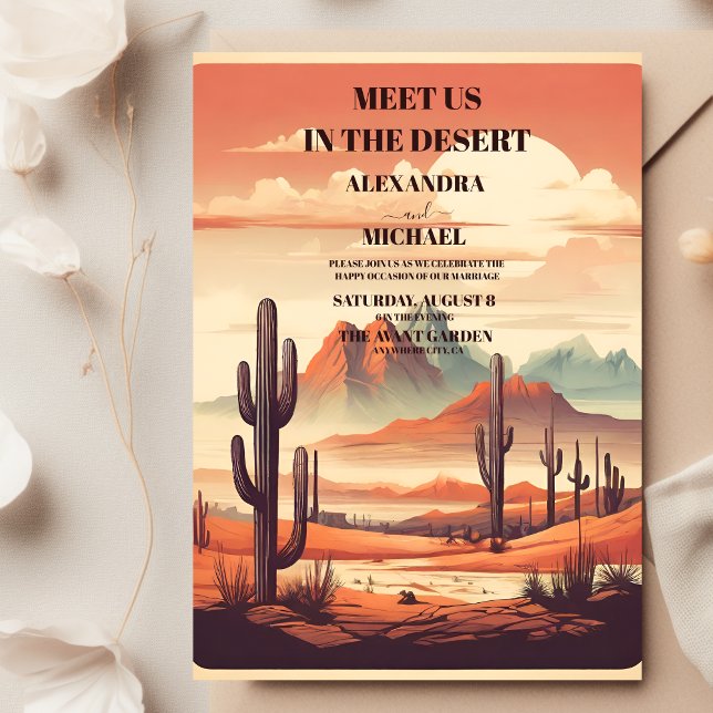 Retro Mexican Cactus Desert Bröllop Inbjudningar (Skapare uppladdad)