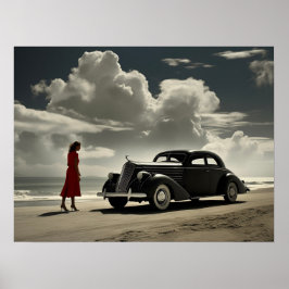 Retro Miami Beach 1940:s vägledare på stranden Poster