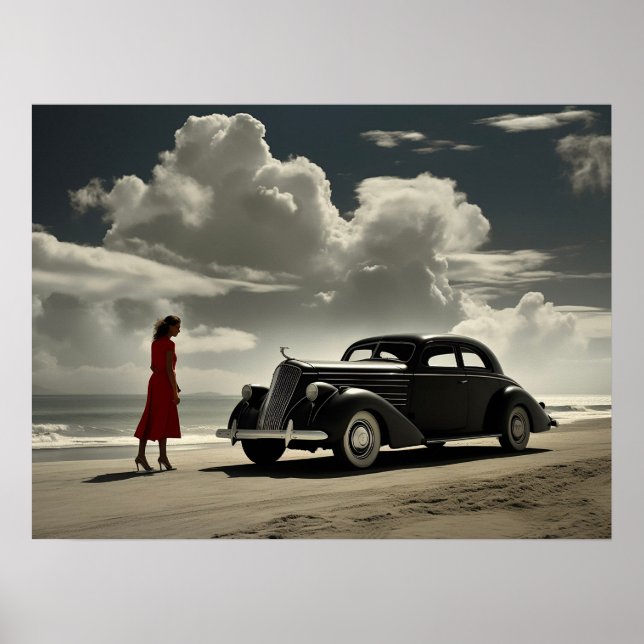 Retro Miami Beach 1940:s vägledare på stranden Poster (Framsidan)
