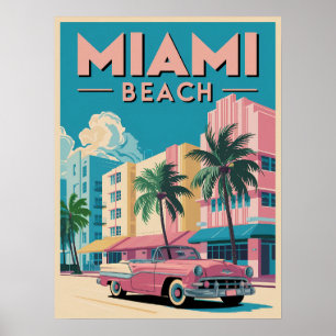 Retro Miami Beach Art Deco - Vintage resor Poster