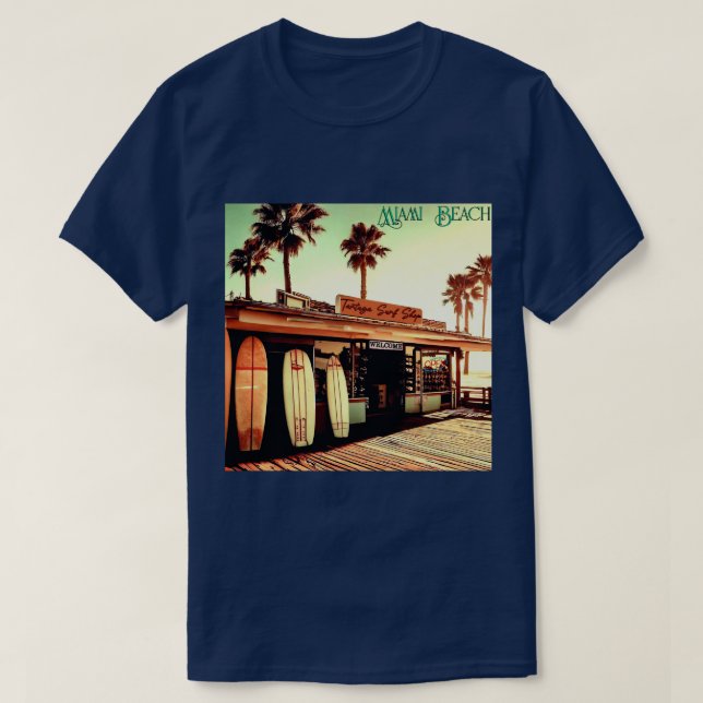 Retro | Miami Beach | Surfa Shop | Unisex | T-Shir T Shirt (Design framsida)