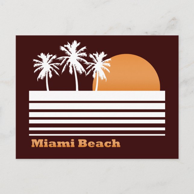 Retro Miami Beach-vykort Vykort (Framsida)