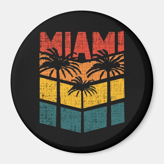 Retro Miami Florida Beach Souvenir Handflatan Träd Magnet (Framsidan)