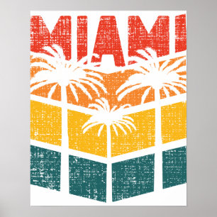 Retro Miami Florida Beach Souvenir Handflatan Träd Poster