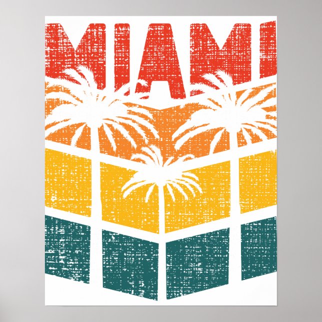 Retro Miami Florida Beach Souvenir Handflatan Träd Poster (Framsidan)