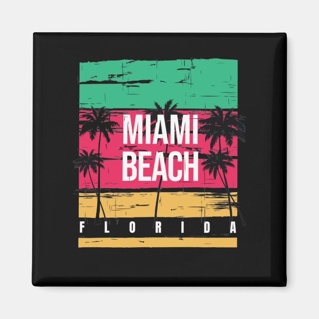 Retro Miami Florida Beach Souvenir Magnet (Framsidan)