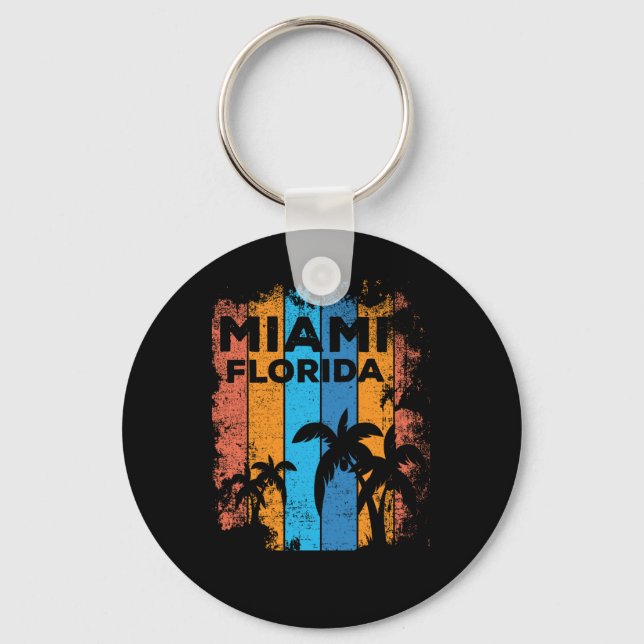 Retro Miami Florida Beach Souvenir Nyckelring (Framsida)