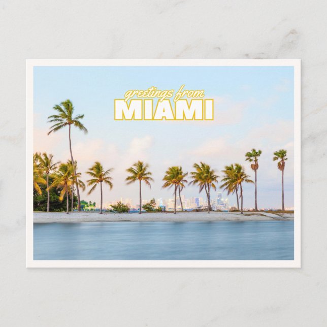 Retro Miami Florida Palmträd Foto Hälsningar  Vykort (Framsida)