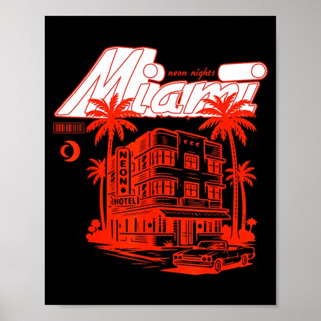 Retro Miami kustnätter grafik - vintage konst Poster (Framsidan)