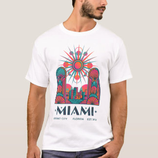Retro Miami Sunburst Art Deco T Shirt