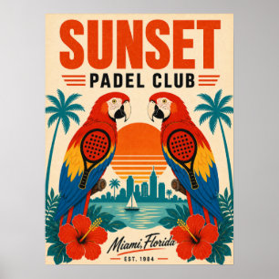 Retro Miami Sunset Padel Club Konstaffisch Poster