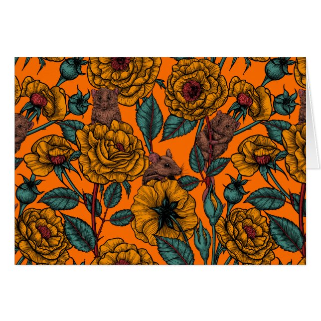 Retro mice party hälsningskort (Framsidan Horizontal)