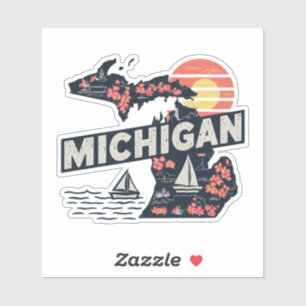 Retro Michigan State Sticker Klistermärken