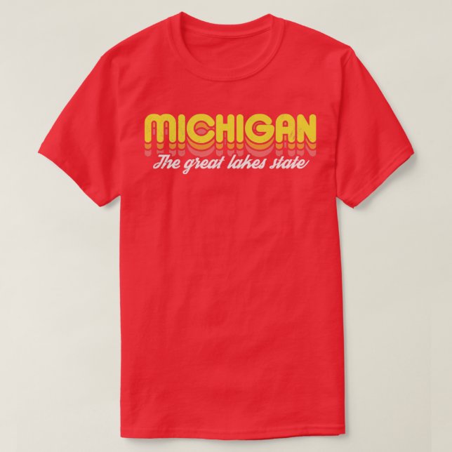 Retro Michigan, staten Underbar Sjöar T Shirt (Design framsida)