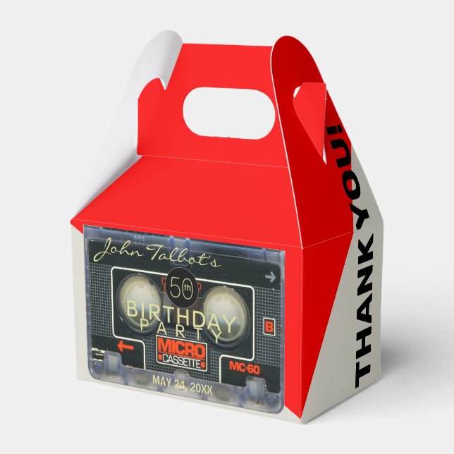 Retro Micro Audiotape 50:e födelsedag Tack GFB Presentaskar (Framsidan Sidan)