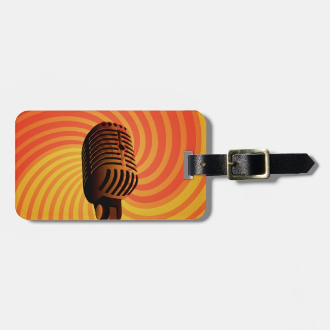Retro Microphone-anpassningsbar-bagagetagg Bagagebricka (Horisontell Framsida)