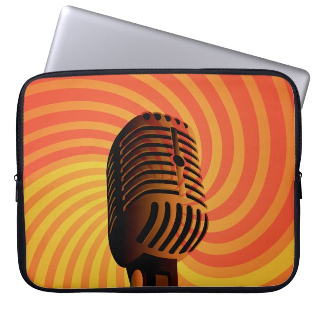 Retro Microphone anpassningsbar laptop sleeve (Framsidan)