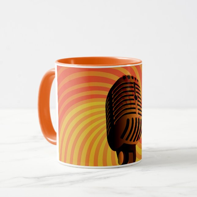 Retro Microphone anpassningsbar mugg - välj stil (Framsida vänster)