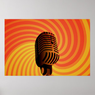 Retro Microphone-anpassningsbar poster