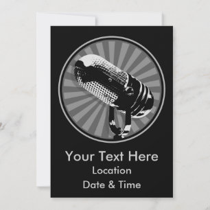 Retro Microphone Graphic Inbjudningar