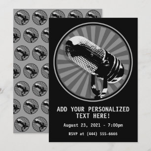 Retro Microphone Graphic Inbjudningar