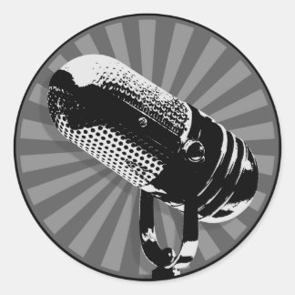 Retro Microphone Graphic Runt Klistermärke