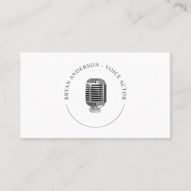 Retro Microphone Logotyp Affärskort Visitkort (Framsida)