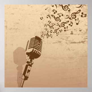 Retro Microphone Music Illustration Poster