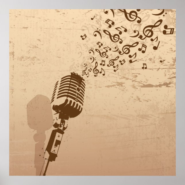 Retro Microphone Music Illustration Poster (Framsidan)