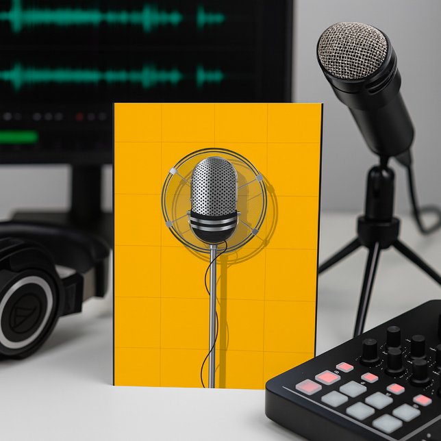 Retro Microphone on Bold Yellow Inbjudningar (Skapare uppladdad)