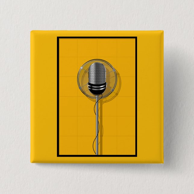 Retro Microphone on Bold Yellow Knapp (Framsida)