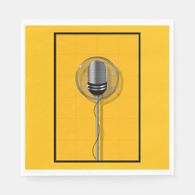 Retro Microphone on Bold Yellow Pappersservett (Framsidan)