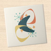 Retro Mid Centres Abstrakt för atomrymdålder